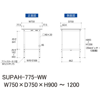軽量作業台/耐荷重150kg_高さ調整H900～1200_ワークテーブル150シリーズ 山金工業