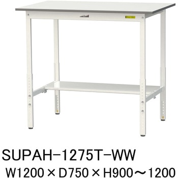 軽量作業台/耐荷重150kg_高さ調整H900～1200_半面棚板付_ワークテーブル150シリーズ 山金工業