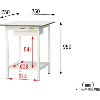 軽量作業台/耐荷重150kg_引き出し付き固定式_全面棚付_ワークテーブル150シリーズ_低圧メラミン天板 山金工業