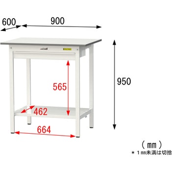 軽量作業台/耐荷重150kg_ワイド引き出し付き固定式_全面棚付_ワークテーブル150シリーズ_低圧メラミン天板 山金工業
