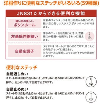 JN831 コンピュータミシン 1台 ジャノメ (蛇の目) 【通販モノタロウ】