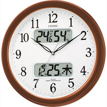 4FYA01-006 電波掛時計 デジタル温湿度計 カレンダー付電波時計 1個