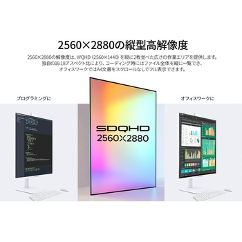 27.6型/2560x2880/HDMI×1、DP×1、USB-C×1/ホワイト/2年保証 JAPANNEXT