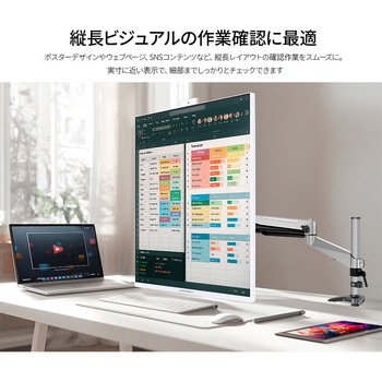 27.6型/2560x2880/HDMI×1、DP×1、USB-C×1/ホワイト/2年保証 JAPANNEXT