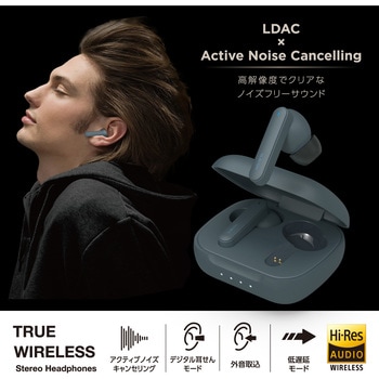ワイヤレスイヤホン Bluetooth 5.2 ハイレゾ LDAC対応 アクティブ ノイズキャンセリング 耳せん機能 エレコム