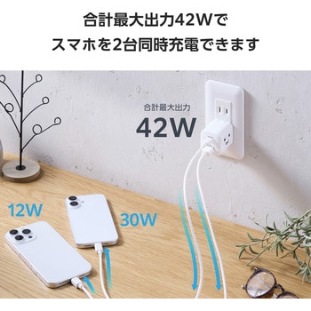 USB Type-C 充電器 PD 45W PPS 高速充電 USB-C ×1 USB-A ×1 折りたたみ式プラグ 小型 軽量 エレコム