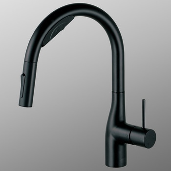 ビルトイン浄水器用シングルシャワー付混合栓(センサー付)(eレバー) 電池 マットブラック KVK