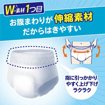アクティ 大人用 紙おむつ Wの素材で快適パンツ うす型 2回分吸収 日本製紙クレシア