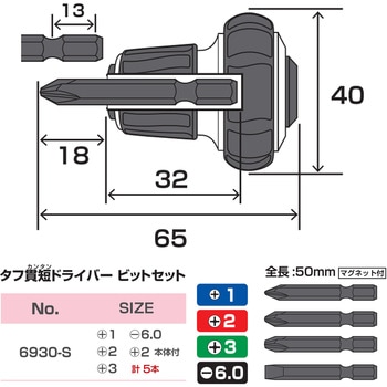 タフ貫短ドライバー ビットセット SUNFLAG