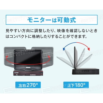 SecuSTATION モニター一体型POE8ch録画装置+800万画素防犯カメラ4台セット SecuSTATION