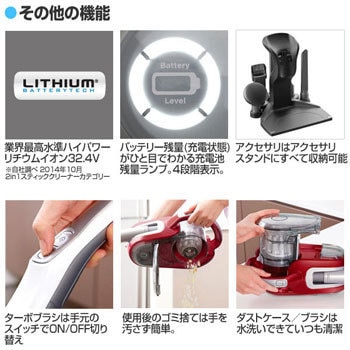 BLACK＆DECKER レッド CS3250-R コードレス サイクロン式 CS3250W コードレス 2in1 サイクロンスティッククリーナー ORA 1台