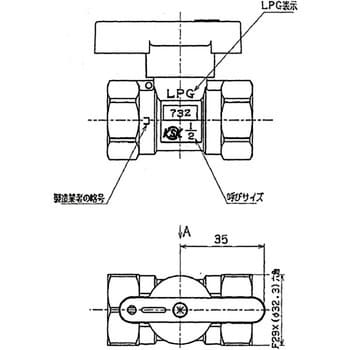 GB73Z ボールねじガス栓 LPガス用 1個 光陽産業 【通販モノタロウ】