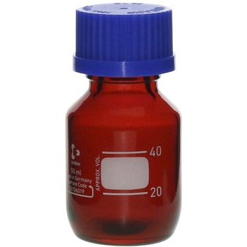 ねじ口びん(メジュームびん) 茶褐色 青キャップ付 DURAN