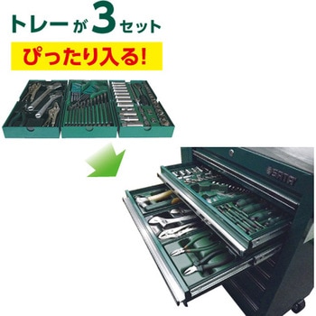 ツールワゴン付き工具セット (トレー入り) - エスコ