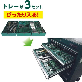 ツールワゴン付き工具セット (トレー入り) エスコ