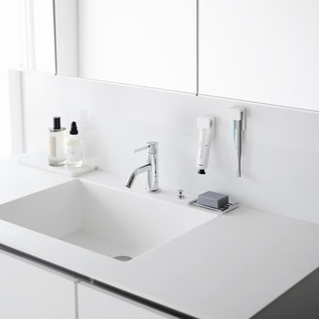 フィルムフック差し込み式歯ブラシ&チューブホルダー タワー W4 2個組 ホワイト - 山崎実業