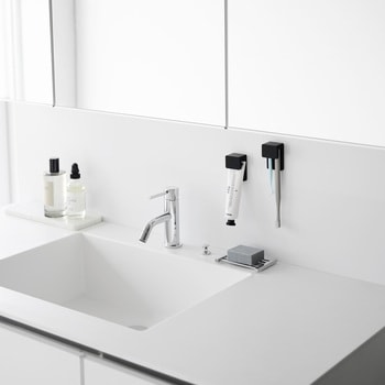 フィルムフック差し込み式歯ブラシ&チューブホルダー タワー W4 2個組 ブラック - 山崎実業