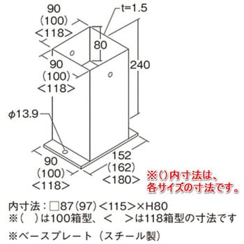 ステンレス箱型柱受 1個 水上(MIZUKAMI) 【通販サイトMonotaRO】