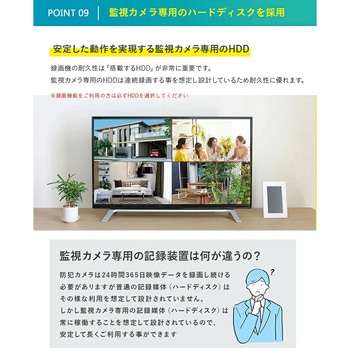 WTW塚本無線 PoE4ch録画装置+500万画素防犯カメラ4台セット 塚本無線