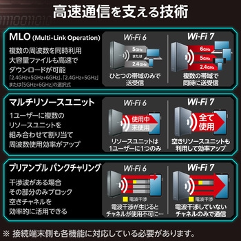 EasyMesh WiFiルーター 親機 Wi-Fi7 11be/11ax 5765+2882+688Mbps IPv6 (IPoE)対応 有線 10Gbps エレコム