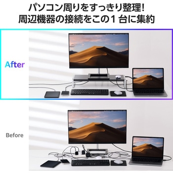 Thunderbolt 4 ドッキングステーション 14-in-1 USB Type-C ハブ PD 96W出力 急速充電 専用AC電源付属 エレコム