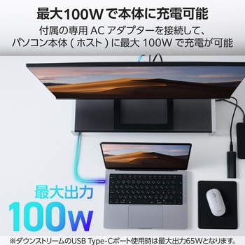Thunderbolt 4 ドッキングステーション 14-in-1 USB Type-C ハブ PD 96W出力 急速充電 専用AC電源付属 エレコム