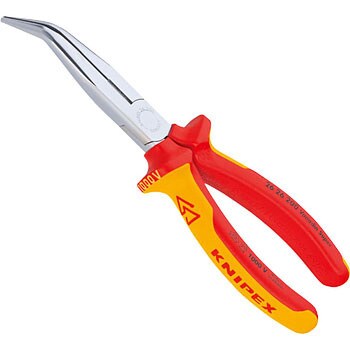 絶縁40°先曲ラジオペンチ 1000V クニペックス(KNIPEX) 絶縁ペンチ