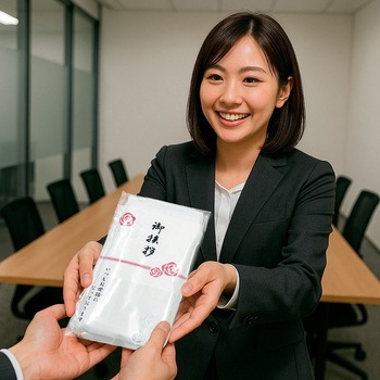 御挨拶タオル(名刺ポケット付き) 広洋物産