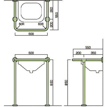 洗面・手洗器用床付手摺(樹脂被膜補助手摺) ノーブランド 手すり