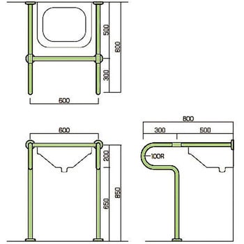 洗面・手洗器用床付手摺(樹脂被膜補助手摺) ノーブランド 手すり