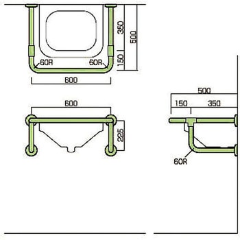 洗面・手洗器用壁付手摺(樹脂被膜補助手摺) ノーブランド