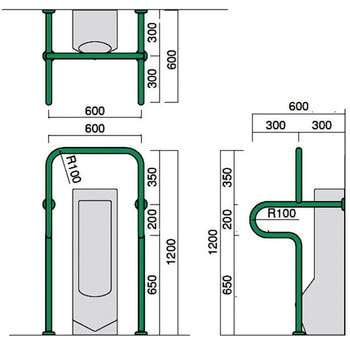 発送まで約14日程 バリアフリー手摺 小便器用標準取付タイプ（B・D・G