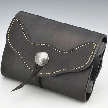 ETCレザーケース/ブラック ヨコタイプ ミツバ KIJIMA(キジマ)