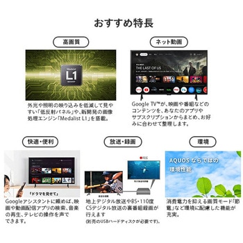 アクオス(AQUOS) 43V型 ハイビジョン液晶テレビ Google TV 外付けHDD対応 シャープ