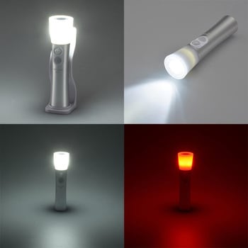 USB充電式 LEDトーチライト&ランタン 500lm 明暗人感センサー付 IPX4防滴 オーム電機