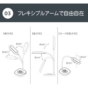 ワイヤレス充電対応 LEDデスクライト 高演色Ra93 3段階調光 フレキシブルアーム オーム電機