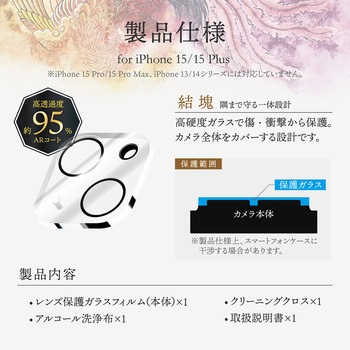 iPhone 15/iPhone 15 Plus レンズ保護ガラスフィルム「GOD GLASS 超凰神」 結塊 高透過約95% GOD GLASS