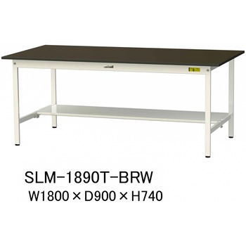 実験用軽量作業台/固定式_指紋レスメラミン天板_半面棚付き_ワークテーブルLABシリーズ_実験用ラボテーブル 山金工業