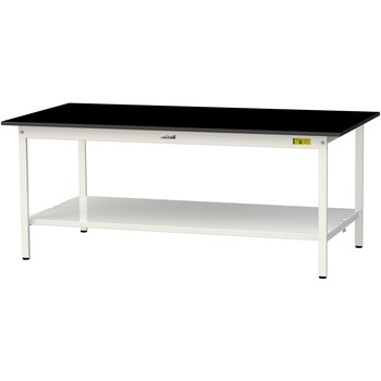 実験用軽量作業台/固定式_高耐薬品ケミテクト天板_全面棚付き_ワークテーブルLABシリーズ_実験用ラボテーブル 山金工業