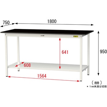 実験用軽量作業台/固定式_高耐薬品ケミテクト天板_全面棚付き_ワークテーブルLABシリーズ_実験用ラボテーブル 山金工業