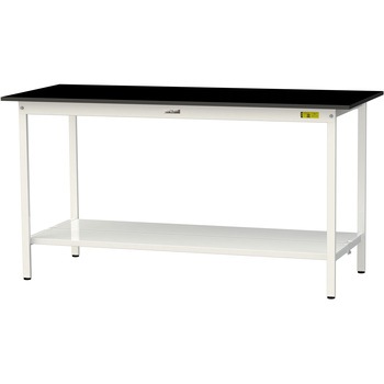 実験用軽量作業台/固定式_高耐薬品ケミテクト天板_全面棚付き_ワークテーブルLABシリーズ_実験用ラボテーブル 山金工業