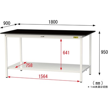 実験用軽量作業台/固定式_高耐薬品ケミテクト天板_全面棚付き_ワークテーブルLABシリーズ_実験用ラボテーブル 山金工業