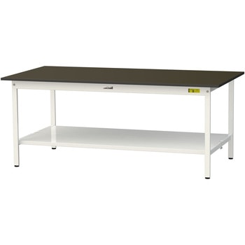 実験用軽量作業台/固定式_指紋レスメラミン天板_全面棚付き_ワークテーブルLABシリーズ_実験用ラボテーブル 山金工業