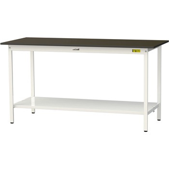 実験用軽量作業台/固定式_指紋レスメラミン天板_全面棚付き_ワークテーブルLABシリーズ_実験用ラボテーブル 山金工業