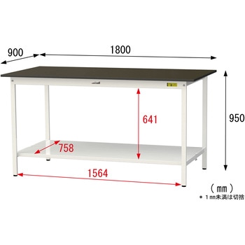 実験用軽量作業台/固定式_指紋レスメラミン天板_全面棚付き_ワークテーブルLABシリーズ_実験用ラボテーブル 山金工業