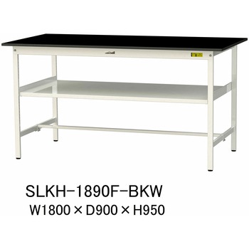 実験用軽量作業台/固定式_高耐薬品ケミテクト天板_中間棚付き_ワークテーブルLABシリーズ_実験用ラボテーブル 山金工業