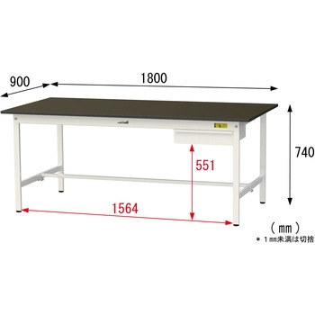 実験用軽量作業台/固定式_指紋レスメラミン天板_引き出し付き_ワークテーブルLABシリーズ_実験用ラボテーブル 山金工業