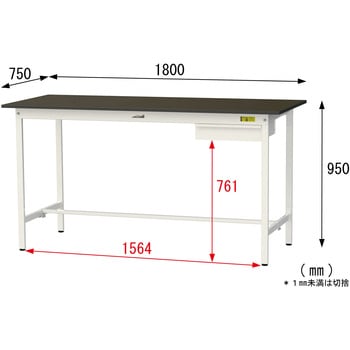 実験用軽量作業台/固定式_指紋レスメラミン天板_引き出し付き_ワークテーブルLABシリーズ_実験用ラボテーブル 山金工業
