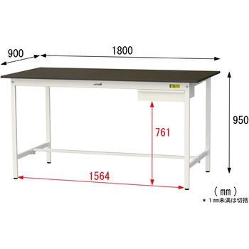 実験用軽量作業台/固定式_指紋レスメラミン天板_引き出し付き_ワークテーブルLABシリーズ_実験用ラボテーブル 山金工業