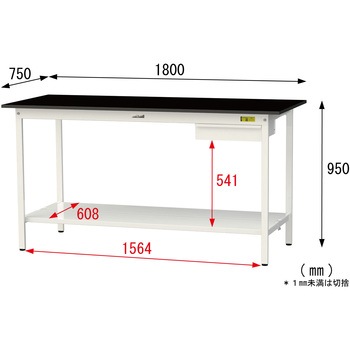 実験用軽量作業台/固定式_高耐薬品ケミテクト天板_引き出し付き_全面棚付き_ワークテーブルLABシリーズ_実験用ラボテーブル 山金工業